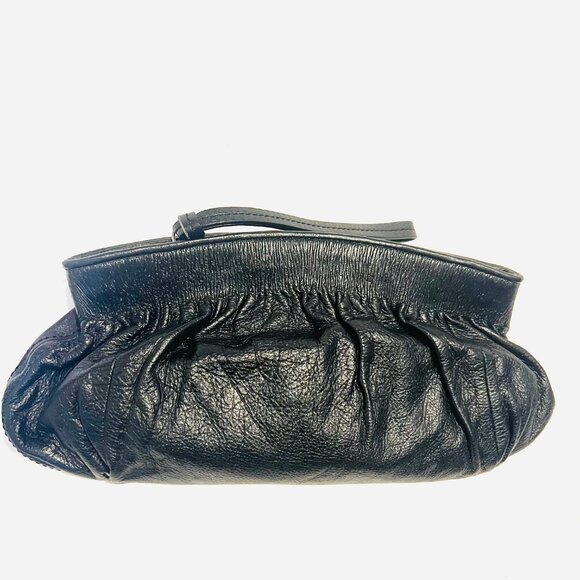 Banana Republic Black Soft Cow Leather Clutch/Wristlet Purse-Roomy-Zip Up-Prom - Picture 1 of 13